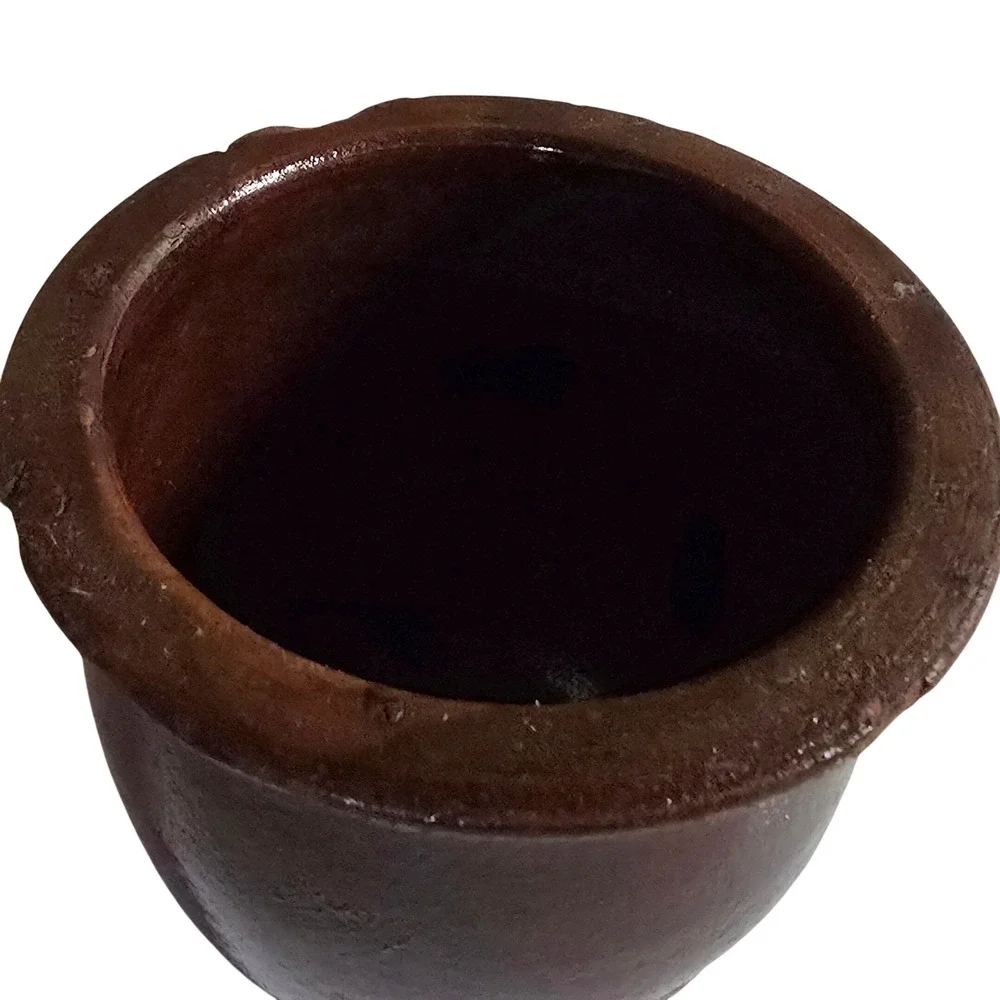 Vintage Brown Composition Cachepot 4 in Small Rustic Planter Crock